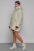 Купить Зимняя женская куртка модная с капюшоном бежевого цвета 51122B, фото 2
