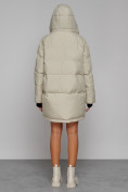 Купить Зимняя женская куртка модная с капюшоном бежевого цвета 51122B, фото 4