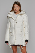 Купить Зимняя женская куртка модная с капюшоном белого цвета 51122Bl, фото 10