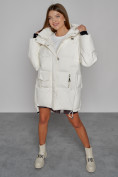 Купить Зимняя женская куртка модная с капюшоном белого цвета 51122Bl, фото 11