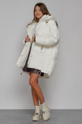 Купить Зимняя женская куртка модная с капюшоном белого цвета 51122Bl, фото 13