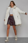 Купить Зимняя женская куртка модная с капюшоном белого цвета 51122Bl, фото 15