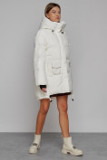 Купить Зимняя женская куртка модная с капюшоном белого цвета 51122Bl, фото 3