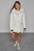 Купить Зимняя женская куртка модная с капюшоном белого цвета 51122Bl, фото 5
