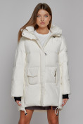 Купить Зимняя женская куртка модная с капюшоном белого цвета 51122Bl, фото 8