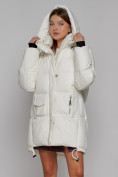 Купить Зимняя женская куртка модная с капюшоном белого цвета 51122Bl, фото 9