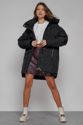 Купить Зимняя женская куртка модная с капюшоном черного цвета 51122Ch, фото 10