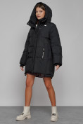 Купить Зимняя женская куртка модная с капюшоном черного цвета 51122Ch, фото 6