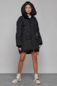 Купить Зимняя женская куртка модная с капюшоном черного цвета 51122Ch, фото 7