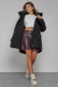 Купить Зимняя женская куртка модная с капюшоном черного цвета 51122Ch, фото 9