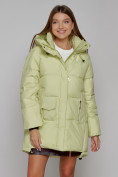 Купить Зимняя женская куртка модная с капюшоном салатового цвета 51122Sl, фото 10