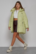 Купить Зимняя женская куртка модная с капюшоном салатового цвета 51122Sl, фото 13