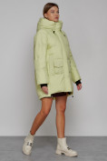 Купить Зимняя женская куртка модная с капюшоном салатового цвета 51122Sl, фото 3