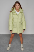 Купить Зимняя женская куртка модная с капюшоном салатового цвета 51122Sl, фото 5