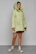 Купить Зимняя женская куртка модная с капюшоном салатового цвета 51122Sl, фото 7