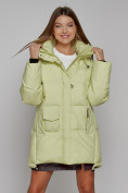 Купить Зимняя женская куртка модная с капюшоном салатового цвета 51122Sl, фото 8