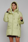 Купить Зимняя женская куртка модная с капюшоном салатового цвета 51122Sl, фото 9