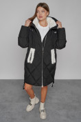 Купить Пальто утепленное с капюшоном зимнее женское черного цвета 51128Ch, фото 10