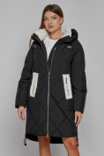 Купить Пальто утепленное с капюшоном зимнее женское черного цвета 51128Ch, фото 14