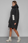 Купить Пальто утепленное с капюшоном зимнее женское черного цвета 51128Ch, фото 2