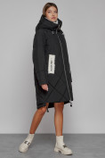Купить Пальто утепленное с капюшоном зимнее женское черного цвета 51128Ch, фото 3