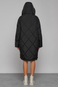 Купить Пальто утепленное с капюшоном зимнее женское черного цвета 51128Ch, фото 4