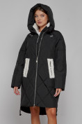 Купить Пальто утепленное с капюшоном зимнее женское черного цвета 51128Ch, фото 5