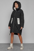 Купить Пальто утепленное с капюшоном зимнее женское черного цвета 51128Ch, фото 6