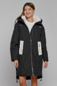 Купить Пальто утепленное с капюшоном зимнее женское черного цвета 51128Ch, фото 8