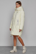 Купить Пальто утепленное с капюшоном зимнее женское светло-желтого цвета 51128SJ, фото 2