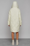 Купить Пальто утепленное с капюшоном зимнее женское светло-желтого цвета 51128SJ, фото 4
