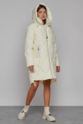 Купить Пальто утепленное с капюшоном зимнее женское светло-желтого цвета 51128SJ, фото 6
