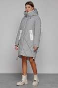 Купить Пальто утепленное с капюшоном зимнее женское серого цвета 51128Sr, фото 2