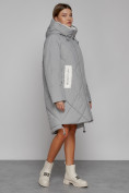 Купить Пальто утепленное с капюшоном зимнее женское серого цвета 51128Sr, фото 3