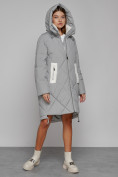 Купить Пальто утепленное с капюшоном зимнее женское серого цвета 51128Sr, фото 6