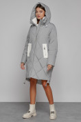 Купить Пальто утепленное с капюшоном зимнее женское серого цвета 51128Sr, фото 7