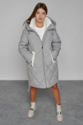 Купить Пальто утепленное с капюшоном зимнее женское серого цвета 51128Sr, фото 9