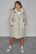 Купить Пальто утепленное с капюшоном зимнее женское светло-зеленого цвета 51128ZS, фото 11