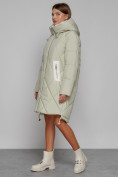 Купить Пальто утепленное с капюшоном зимнее женское светло-зеленого цвета 51128ZS, фото 2