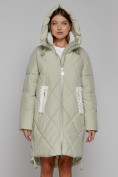 Купить Пальто утепленное с капюшоном зимнее женское светло-зеленого цвета 51128ZS, фото 5