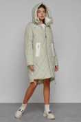 Купить Пальто утепленное с капюшоном зимнее женское светло-зеленого цвета 51128ZS, фото 6