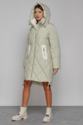 Купить Пальто утепленное с капюшоном зимнее женское светло-зеленого цвета 51128ZS, фото 7