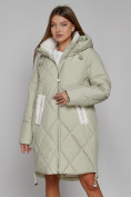 Купить Пальто утепленное с капюшоном зимнее женское светло-зеленого цвета 51128ZS, фото 8