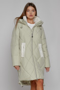 Купить Пальто утепленное с капюшоном зимнее женское светло-зеленого цвета 51128ZS, фото 9