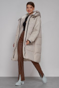 Купить Пальто утепленное молодежное зимнее женское бежевого цвета 51131B, фото 12