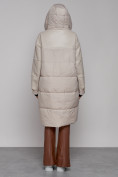 Купить Пальто утепленное молодежное зимнее женское бежевого цвета 51131B, фото 4