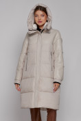 Купить Пальто утепленное молодежное зимнее женское бежевого цвета 51131B, фото 5