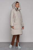 Купить Пальто утепленное молодежное зимнее женское бежевого цвета 51131B, фото 6