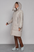 Купить Пальто утепленное молодежное зимнее женское бежевого цвета 51131B, фото 7
