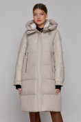 Купить Пальто утепленное молодежное зимнее женское бежевого цвета 51131B, фото 8